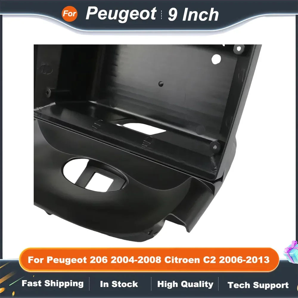 9 Inch Car Radio Fascia Frame Kit w/ CANBUS Decoder for Peugeot 206 2004-2008 & Citroen C2 2006-2013, Android Dash Installation