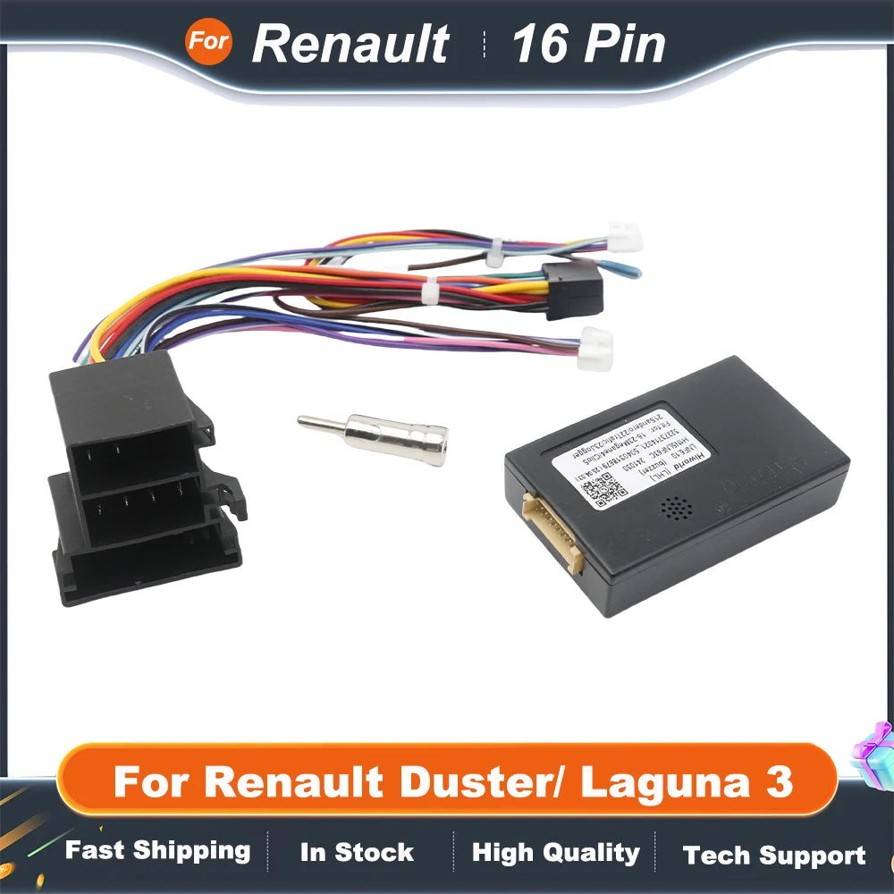 16 Pin Canbus Box With Cable Adaptor For Renault Duster/ Laguna 3 Radio Car With Wiring Harness Cable Android Car Radio