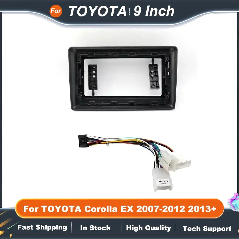 9 Inch Car Radio Fascia Frame for Toyota Corolla EX 2007-2012 & 2013+ OEM Fit Stereo Dash Kit Anti-Rattle ABS Panel