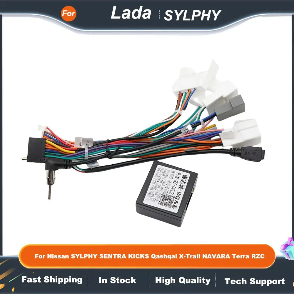 Car Radio Fascia Frame Fitting Kit with Canbus Cable Plug for Nissan SYLPHY SENTRA KICKS Qashqai X-Trail NAVARA Terra RZC
