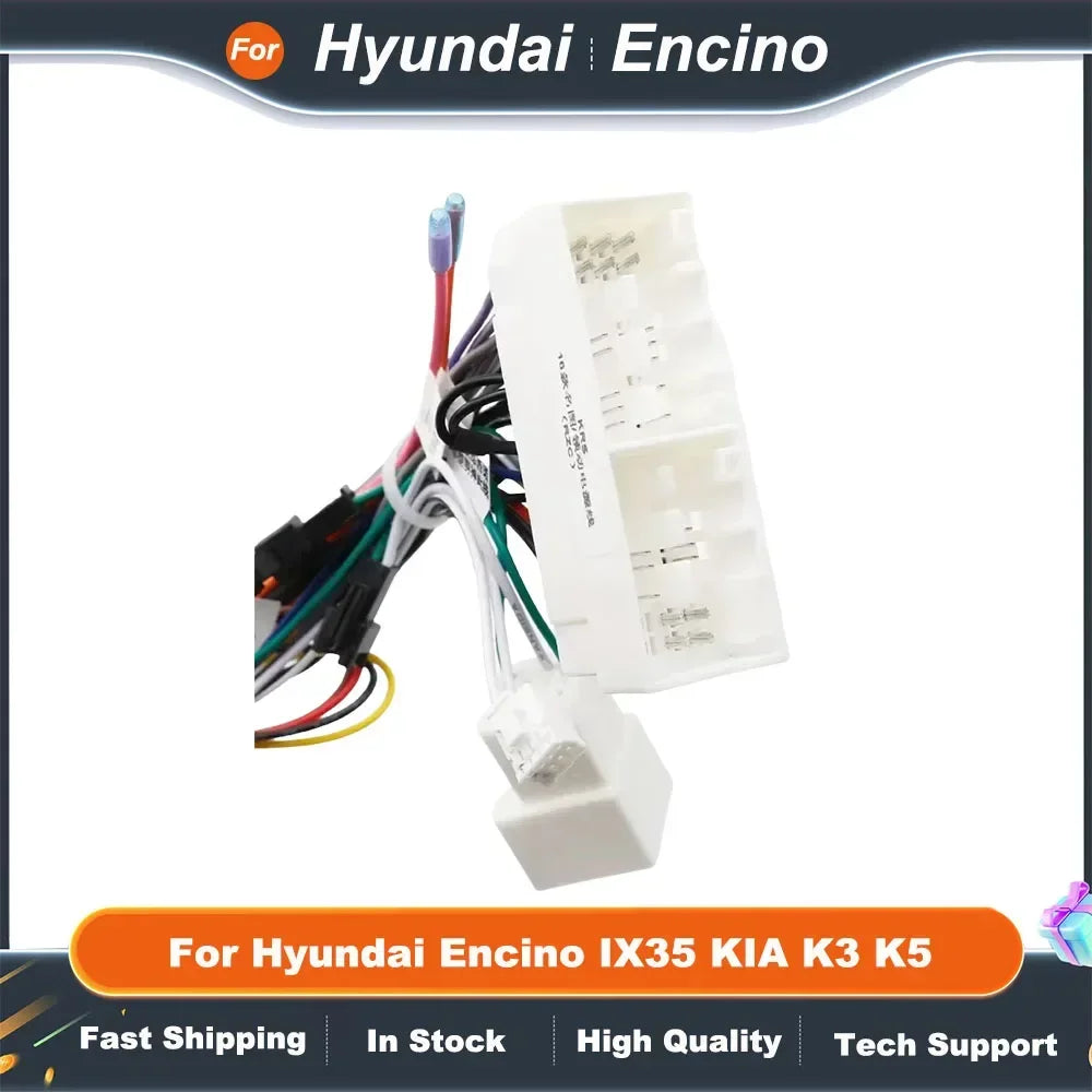 Car Radio Fascia Frame 16PIN Power Cable Adapter with Canbus Box for Hyundai Encino IX35 KIA K3 K5 Stereo Wiring Harness