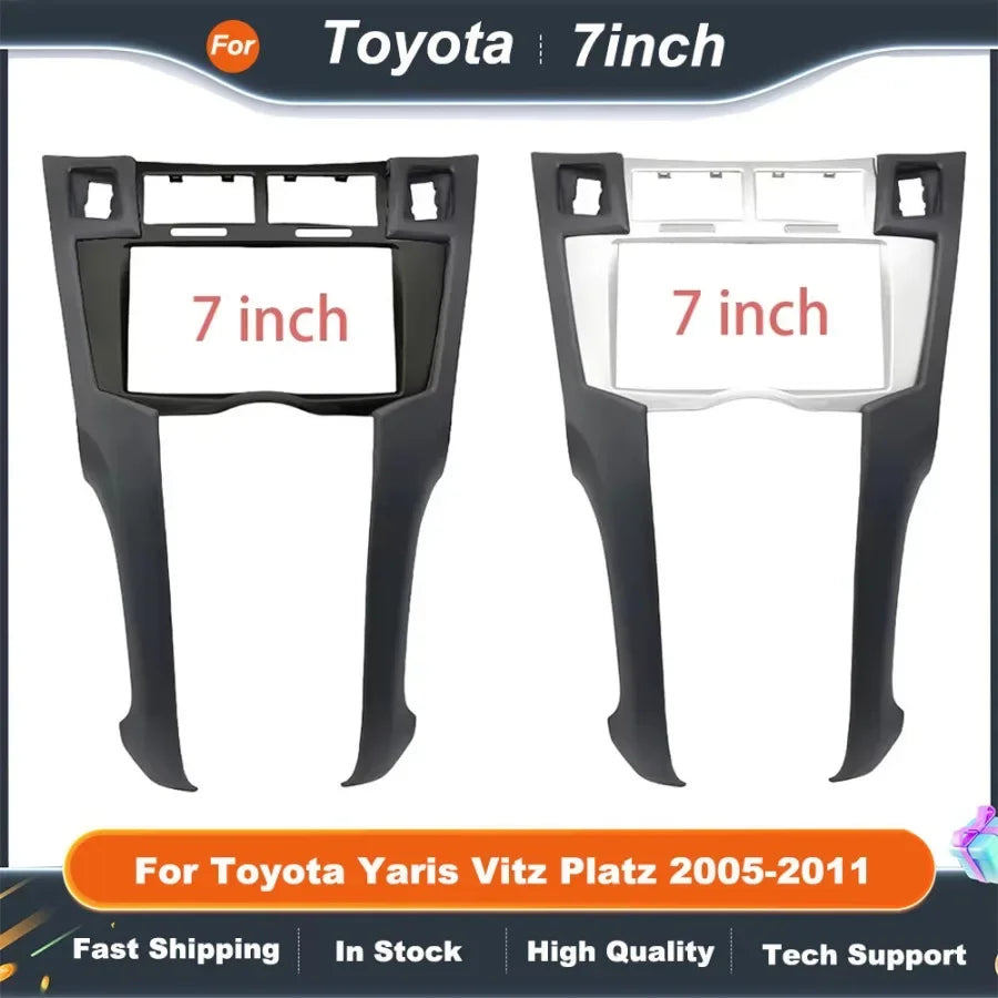 7 Inch 2 Din Car Audio Fascia Panels Trim Kit Of Dashboard For Toyota Yaris Vitz Platz 2005-2011 Dvd Player Installation Bezel