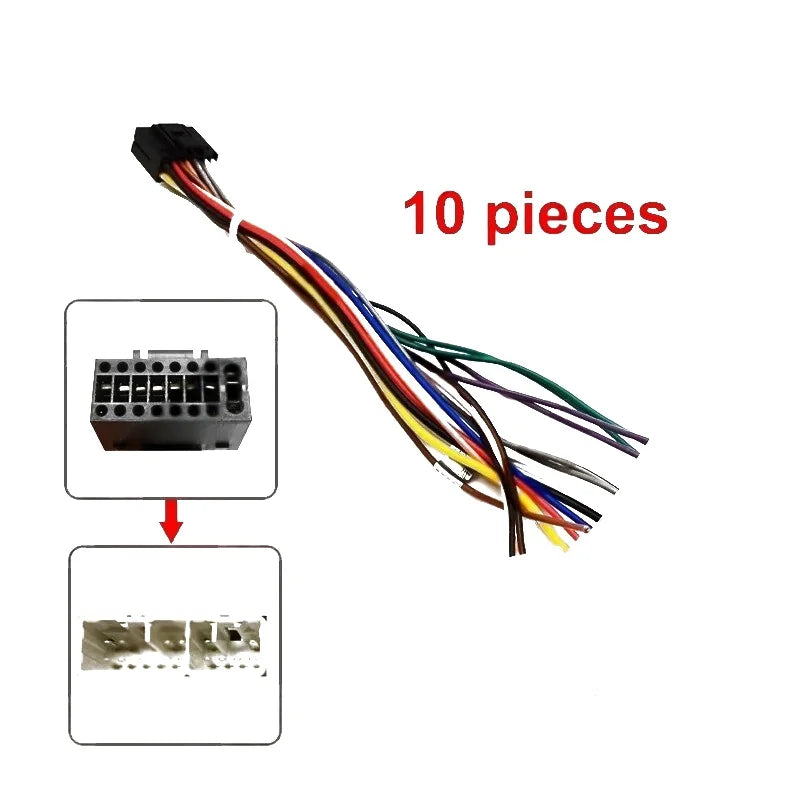 Radio Wiring Harness Adapter 16 Pin Connector Plug 10 Pcs Wholesale Cable for Toyota Corolla Camry RAV4 Hilux Land Cruiser Yaris