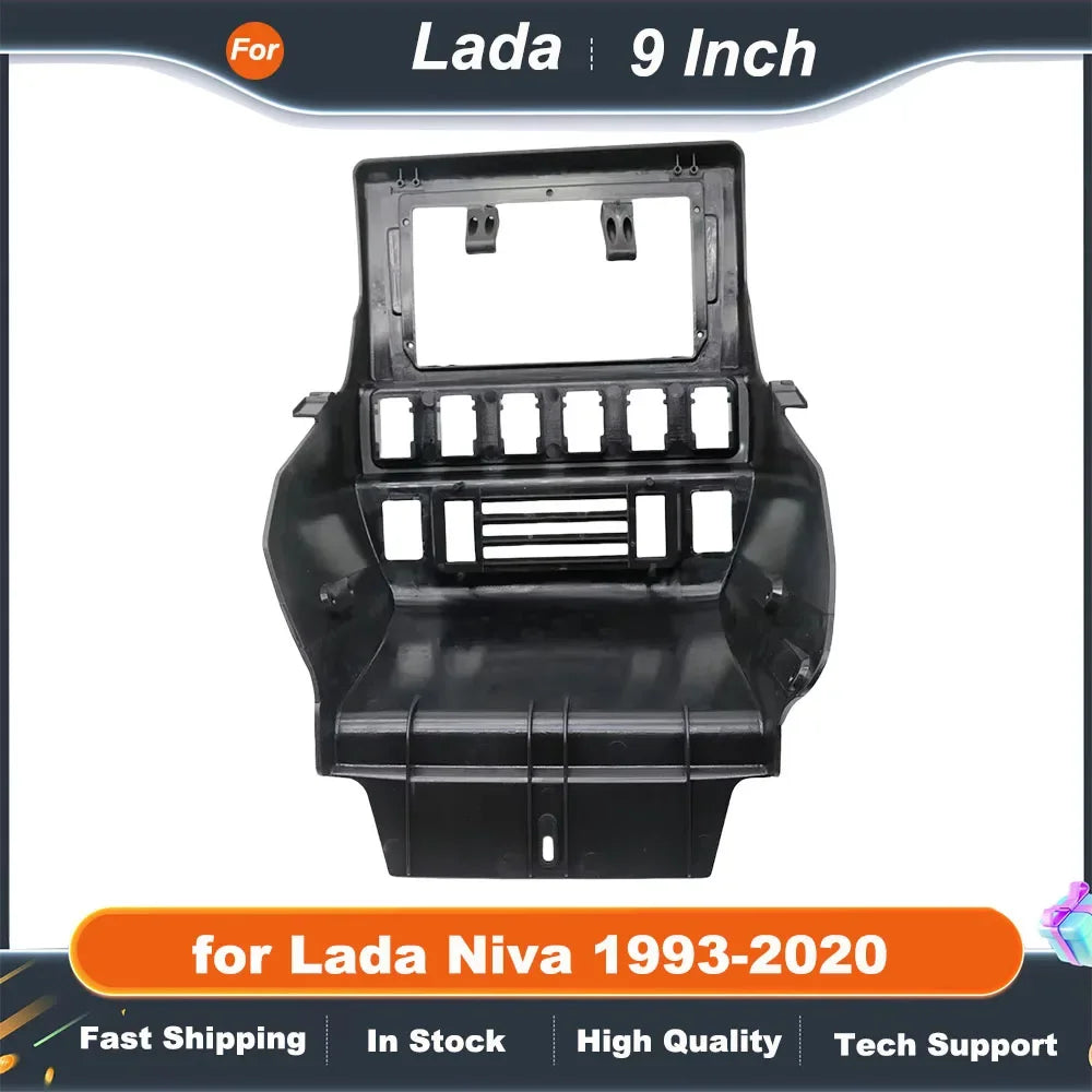9 inch Car Radio Fascia Frame for Lada Niva 1993-2020 Dash Kit Install Plate GPS Adapter with 9 Inch Cover Trim