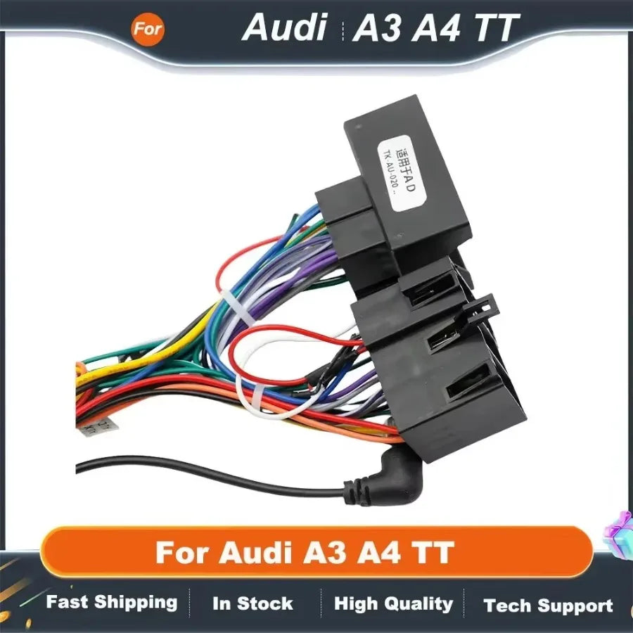 16pin Wiring Harness Adapter with CANBUS Decoder for Audi A3 A4 TT Android Radio Power Cable