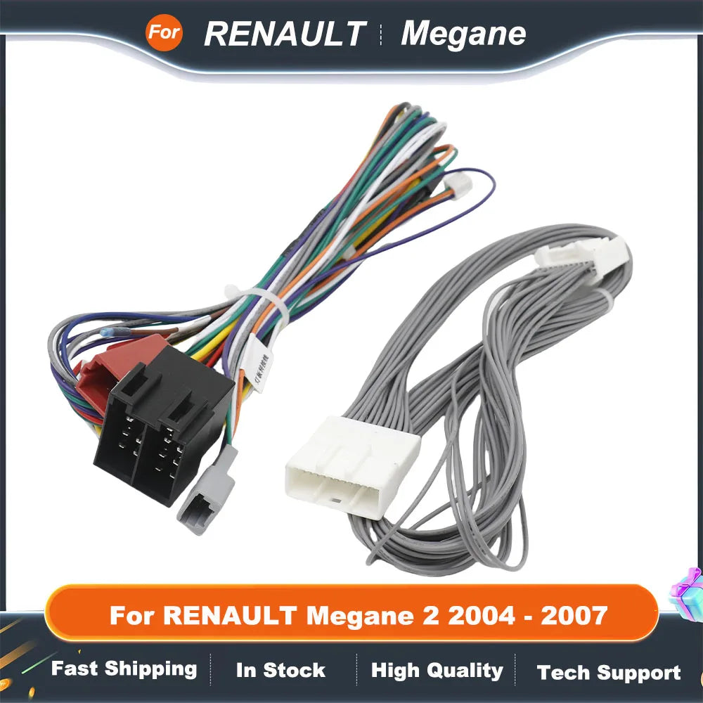 16 Pin For RENAULT Megane 2 2004 - 2007 Canbus Android Player Power Cable Audio Adaptor Dash Trim kit Facia Panel