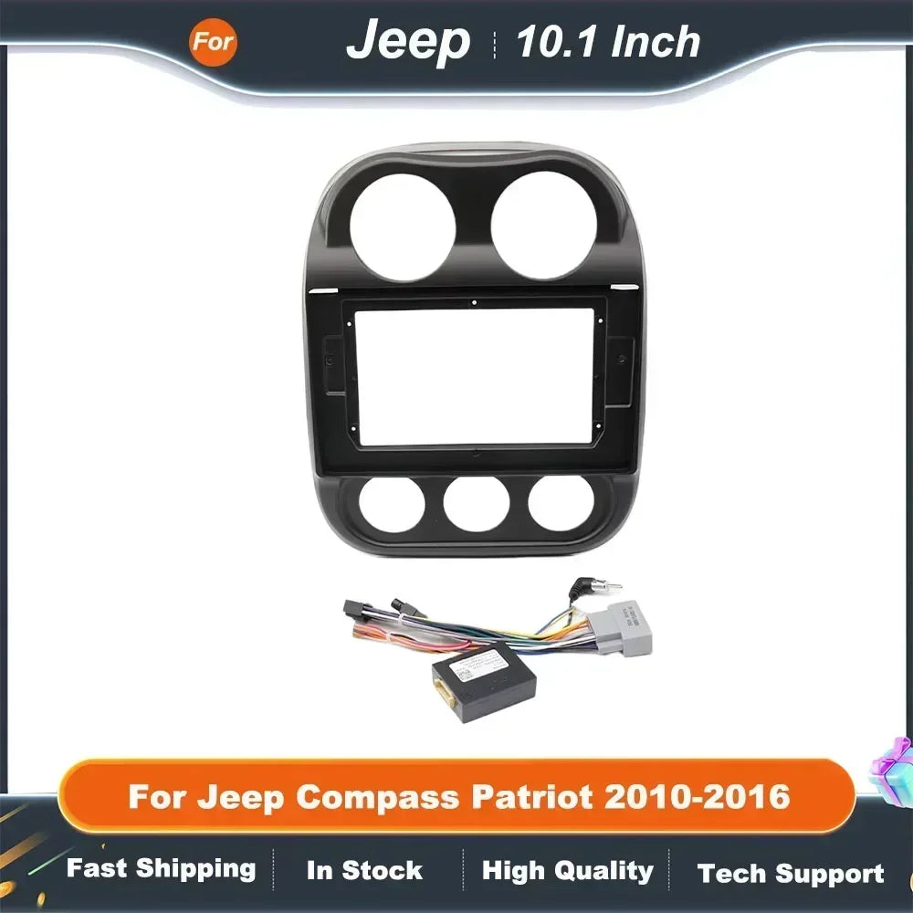 10.1 Inch 2 Din Car Radio Fascia for Jeep Compass Patriot 2010-2016 Android GPS MP5 Player Dash Panel