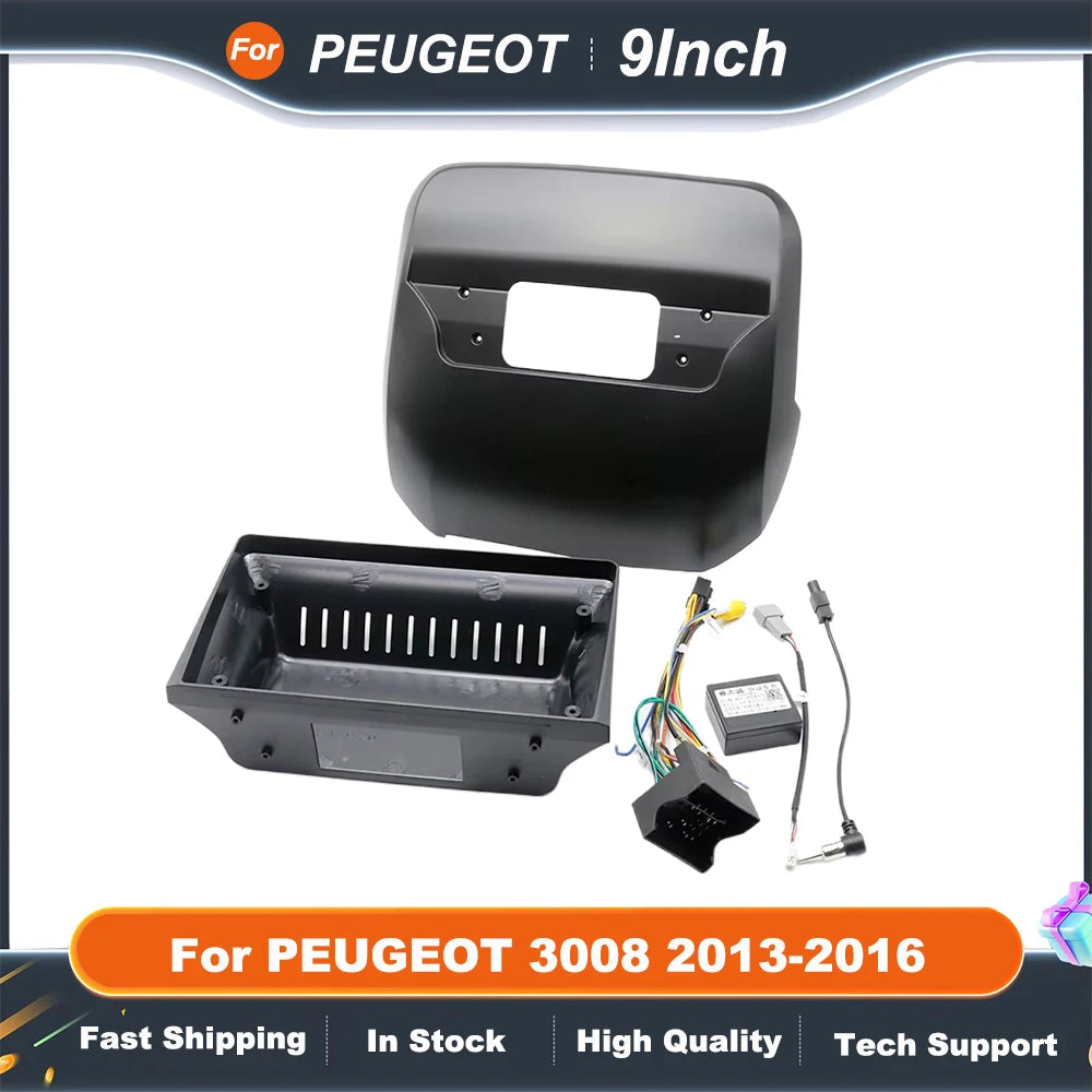 9 Inch Car Audio Fascia Panels For PEUGEOT 3008 2013-2016 Canbus Box Adapter Android Radio Dash Fitting Panel Kit