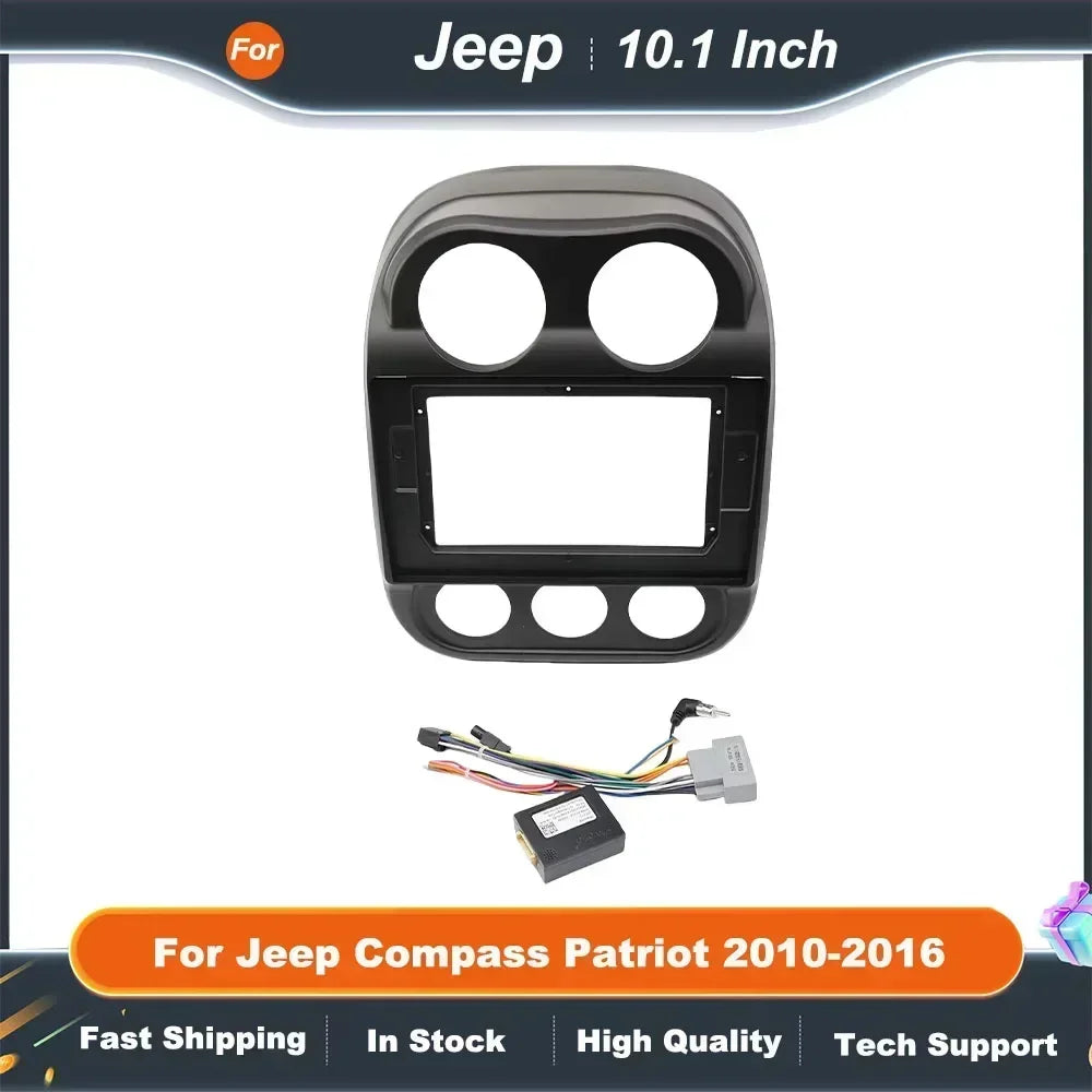 10.1 Inch 2 Din Car Radio Fascia for Jeep Compass Patriot 2010-2016 Android GPS MP5 Player Dash Panel