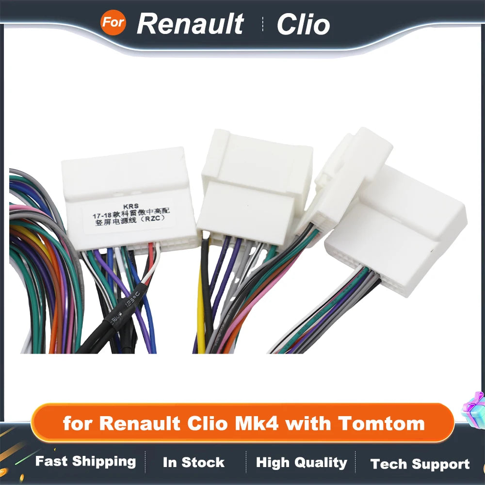 Wiring Harness CAN Bus Decoder 16 Pin to 12Pin 32Pin 24Pin Connector Car Android Cable Adapter for Renault Clio Mk4 with Tomtom