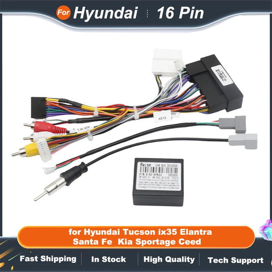 CAN Bus Wiring Harness 16 Pin Connector Car Android Cable Adapter for Hyundai Tucson ix35 Elantra Santa Fe Kia Sportage Ceed