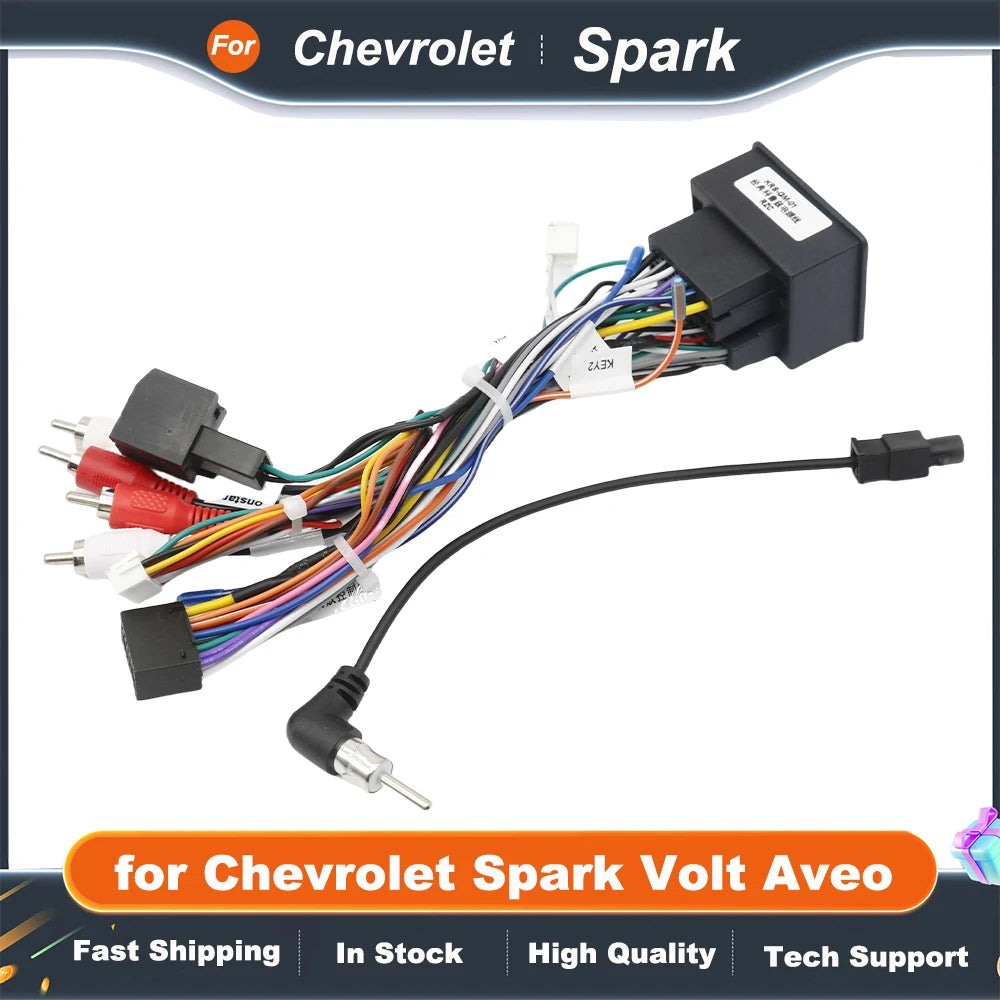 44Pin Radio Wiring Harness Adapter 16 Pin Plug Auxiliary Audio Connector Car Android Cable for Chevrolet Spark Volt Aveo