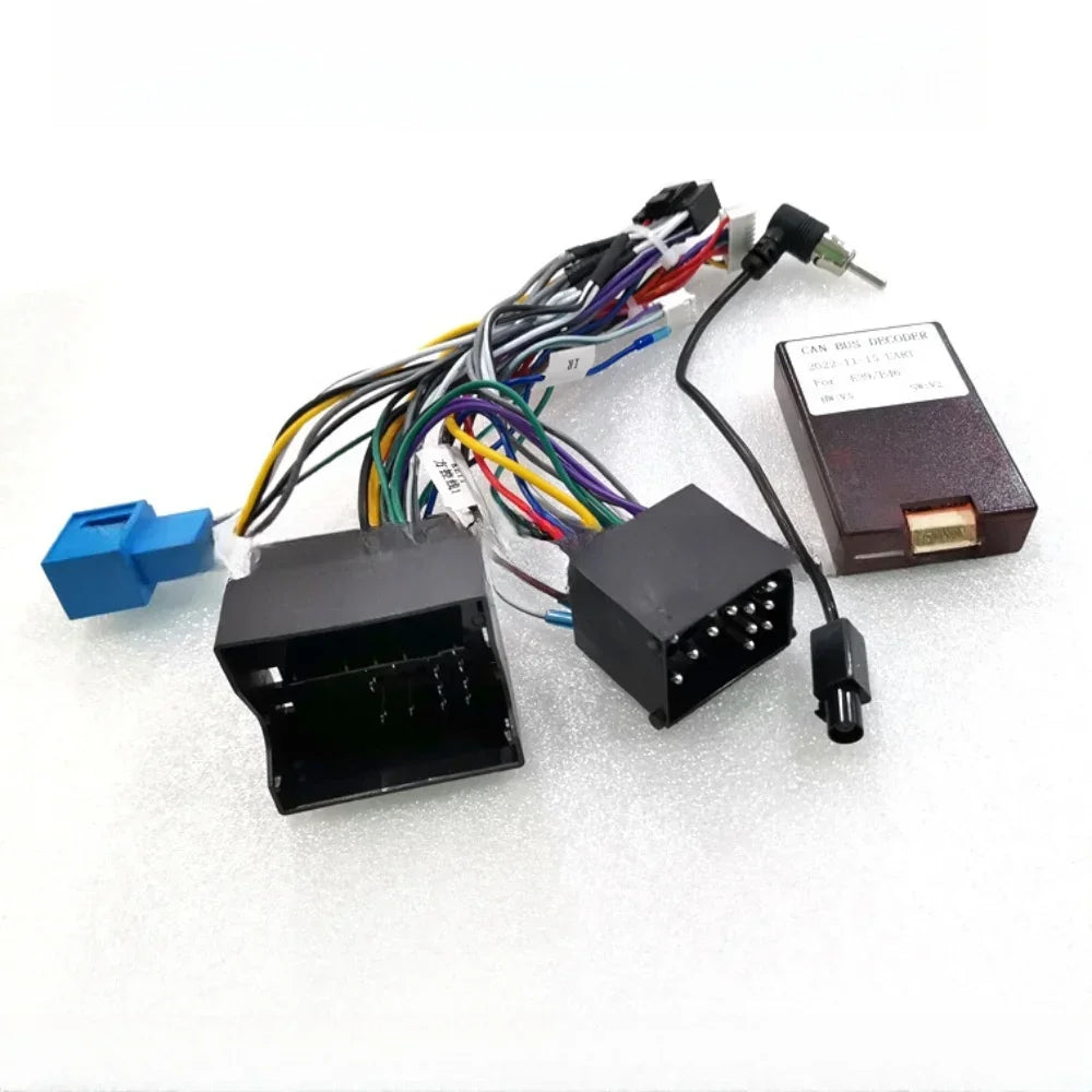 Car 16 Pin Wiring Harness Adapter Decoder For BMW E46 E39 E53 X5 3/5 Series Android Radio Power Cable With Canbus Box