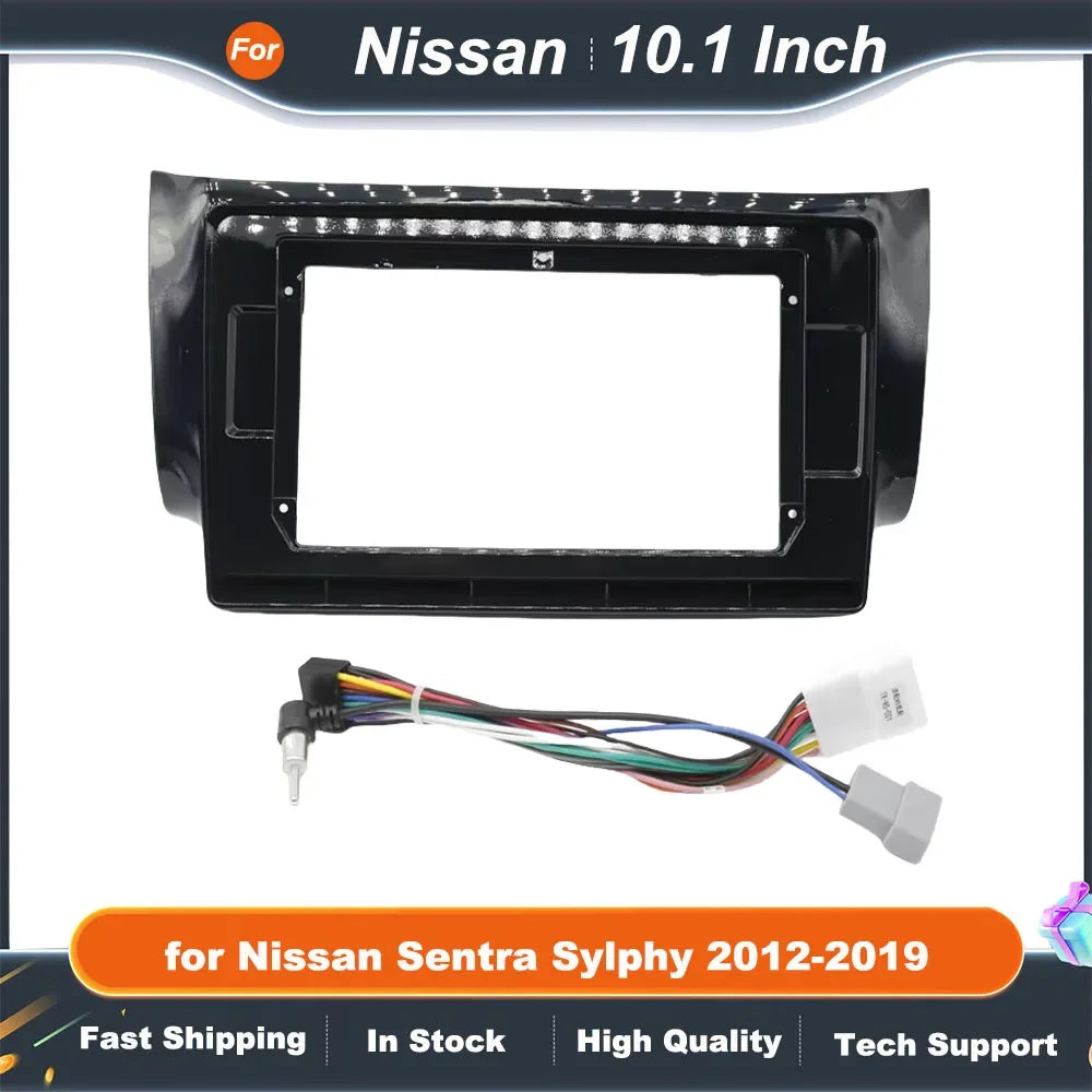 2 Din 10.1 Inch Car Radio Fascia Frame for Nissan Sentra Sylphy 2012-2019 Stereo Dashboard Trim Kit Installation Panel DVD Frame