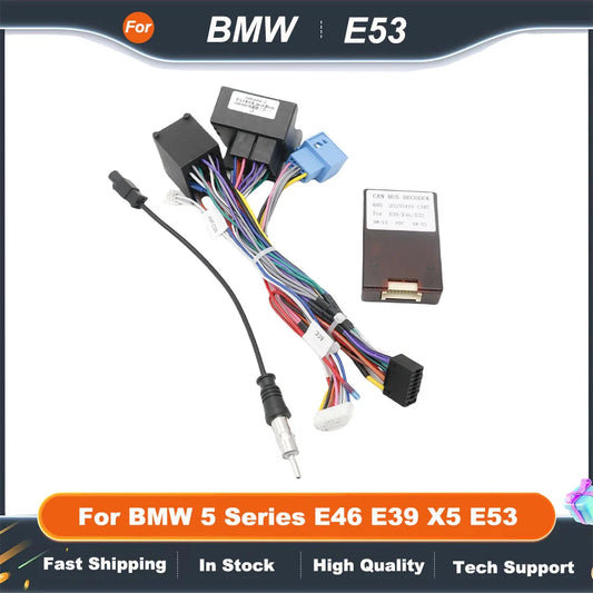 Car Radio Cable CAN-Bus Adapter For BMW 5 Series E46 E39 X5 E53 Power Wiring Harness Android Auto Multimedia Connector