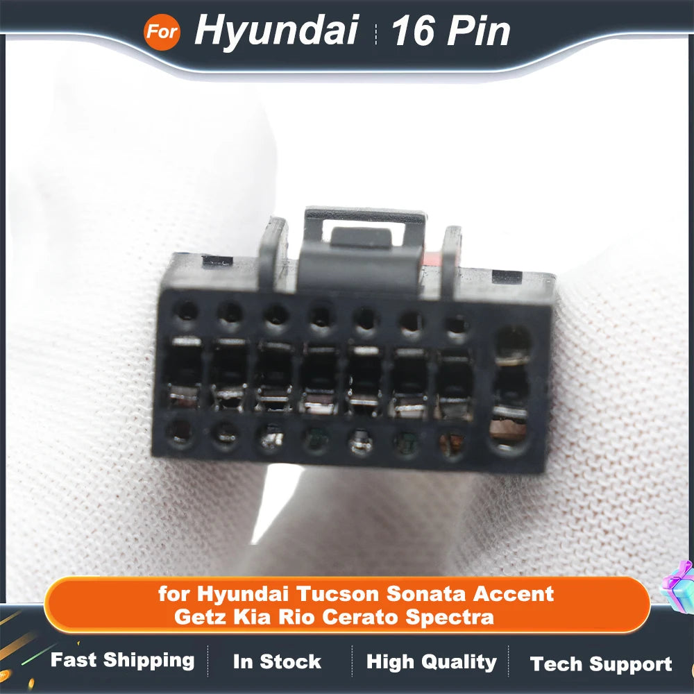 Radio Wiring Harness 16 Pin Connector Car Android Cable Adapter for Hyundai Tucson Sonata Accent Getz Kia Rio Cerato Spectra
