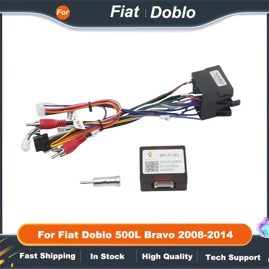 16pin Car Wiring Harness Adapter with CANBUS Decoder Android Radio Power Cable for Fiat Doblo 500L Bravo 2008-2014