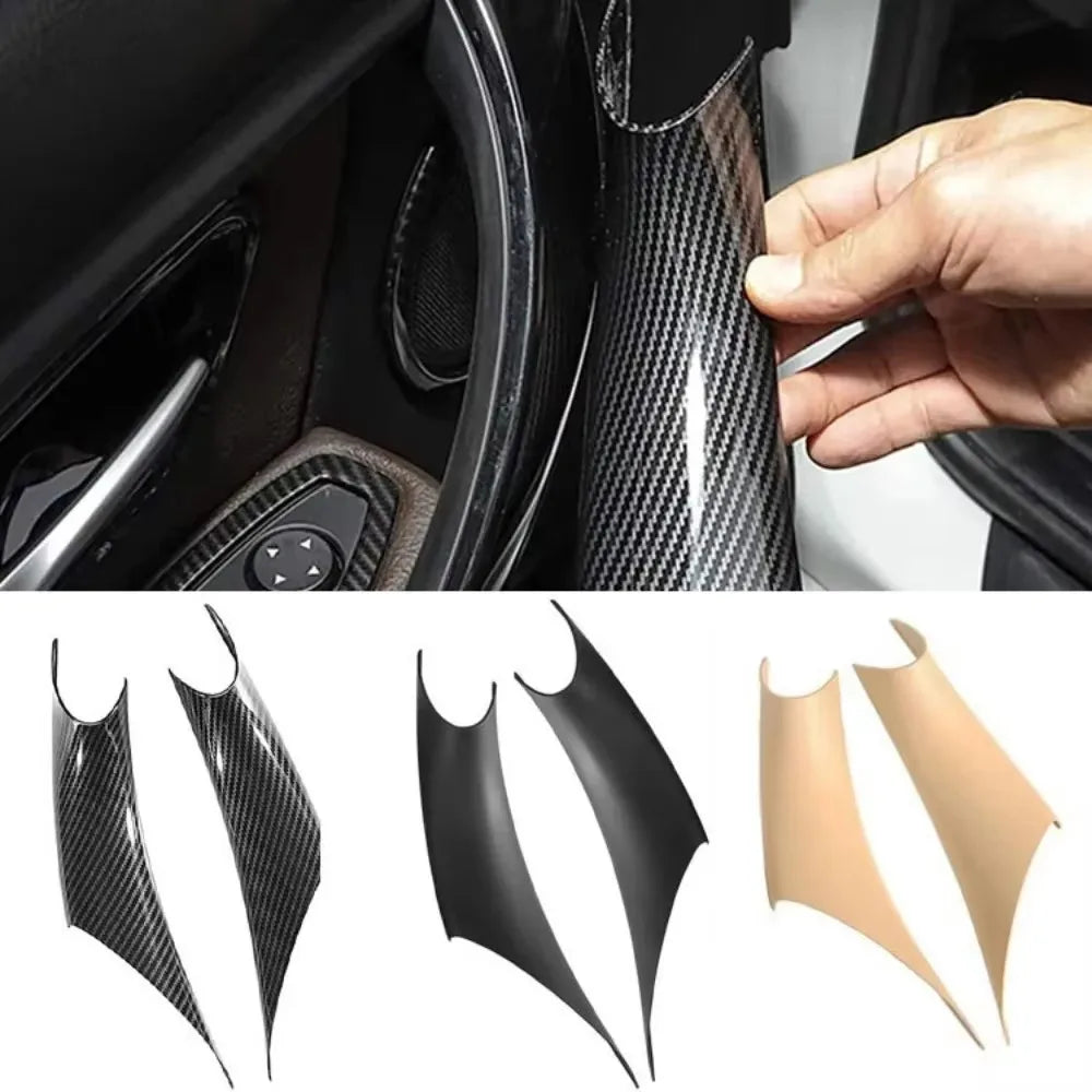 2PCS Car Styling Interior Door Panel Handle Inner Pull Protective Cover Trim Black For BMW 3/GT 4 Series F30 F35 2012-2018