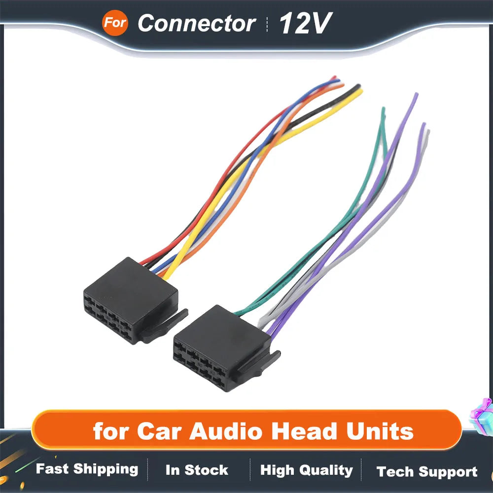 ISO Connector Cable 12V Power Four Channels Loudspeakers Wiring ISO 10487 Harness Adapter for Car Audio Head Units