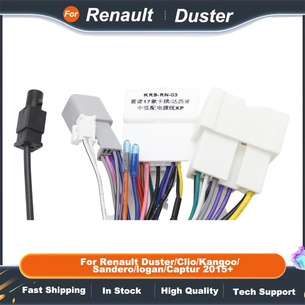 For Renault Duster/Clio/Kangoo/Sandero/logan/Captur 2015+ Canbus Box Power Cable Audio Adaptor