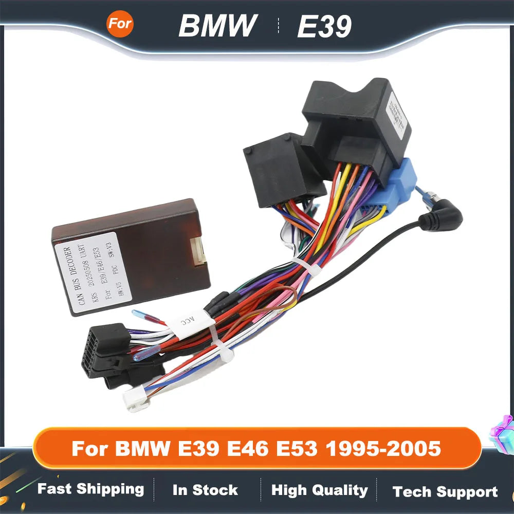 For BMW E39 E46 E53 1995-2005 Android 2 Din GPS Radio Car 16 PIN Android Wire Cable Adapter Cabus Box
