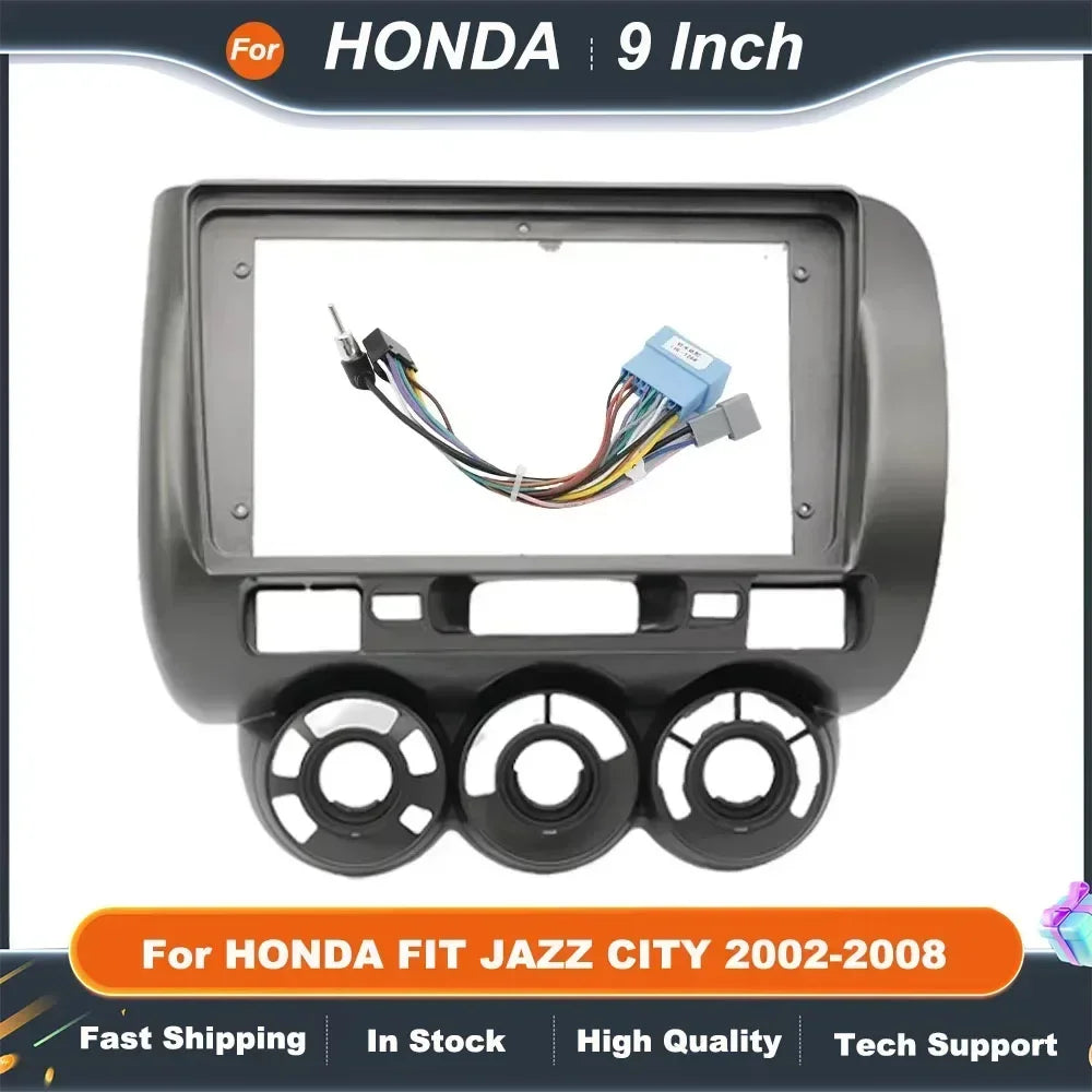 9 Inch Car Radio Fascia Android Dash Frame Fitting Kit for HONDA FIT JAZZ CITY 2002-2008 Radio Fascia Installation Kit