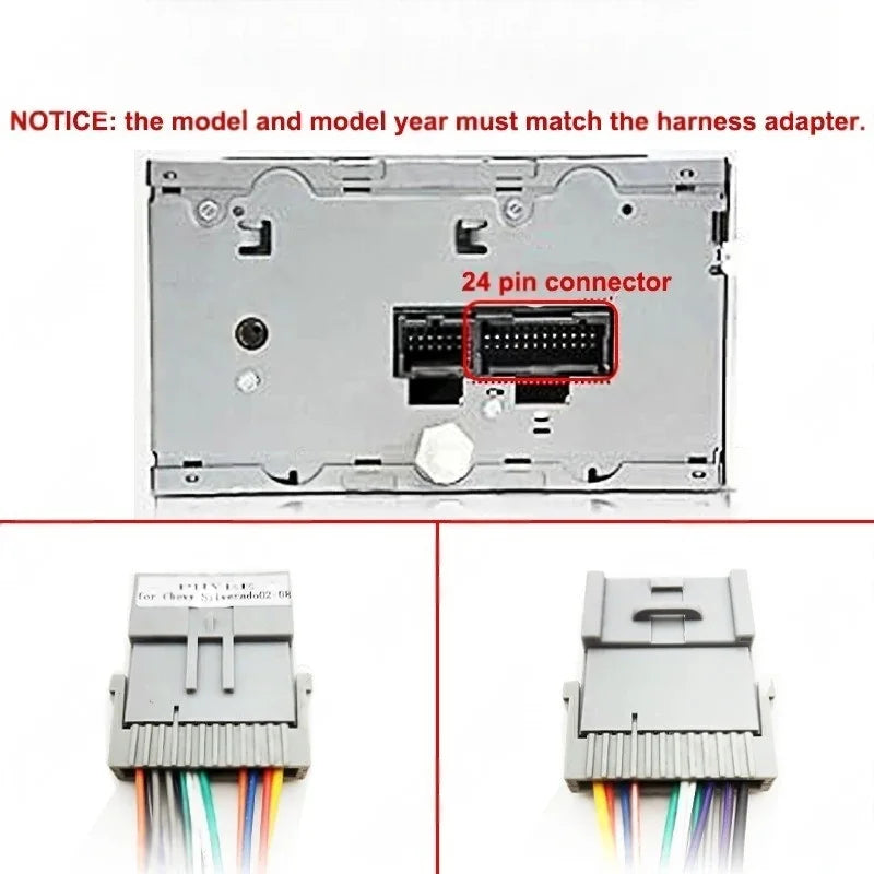 Car Stereo Radio Wiring Harness Adapter 24 Pin for Chevy Silverado Chevrolet Malibu Impala GMC Envoy Sierra Buick Pontiac Hummer