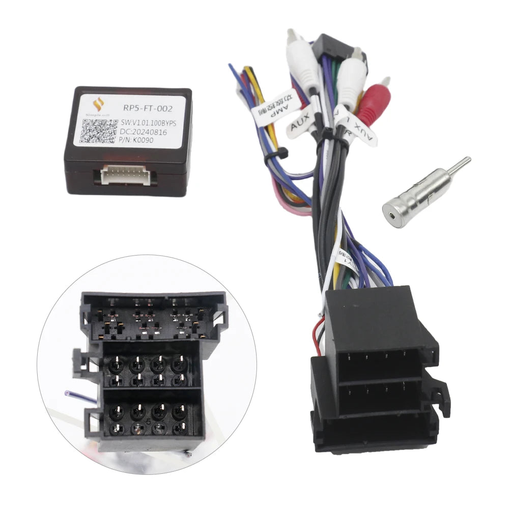 Car 16pin Wiring Harness Adapter Canbus Box Decoder Android Radio Power Cable For Fiat Doblo 500L Bravo 2008-2014