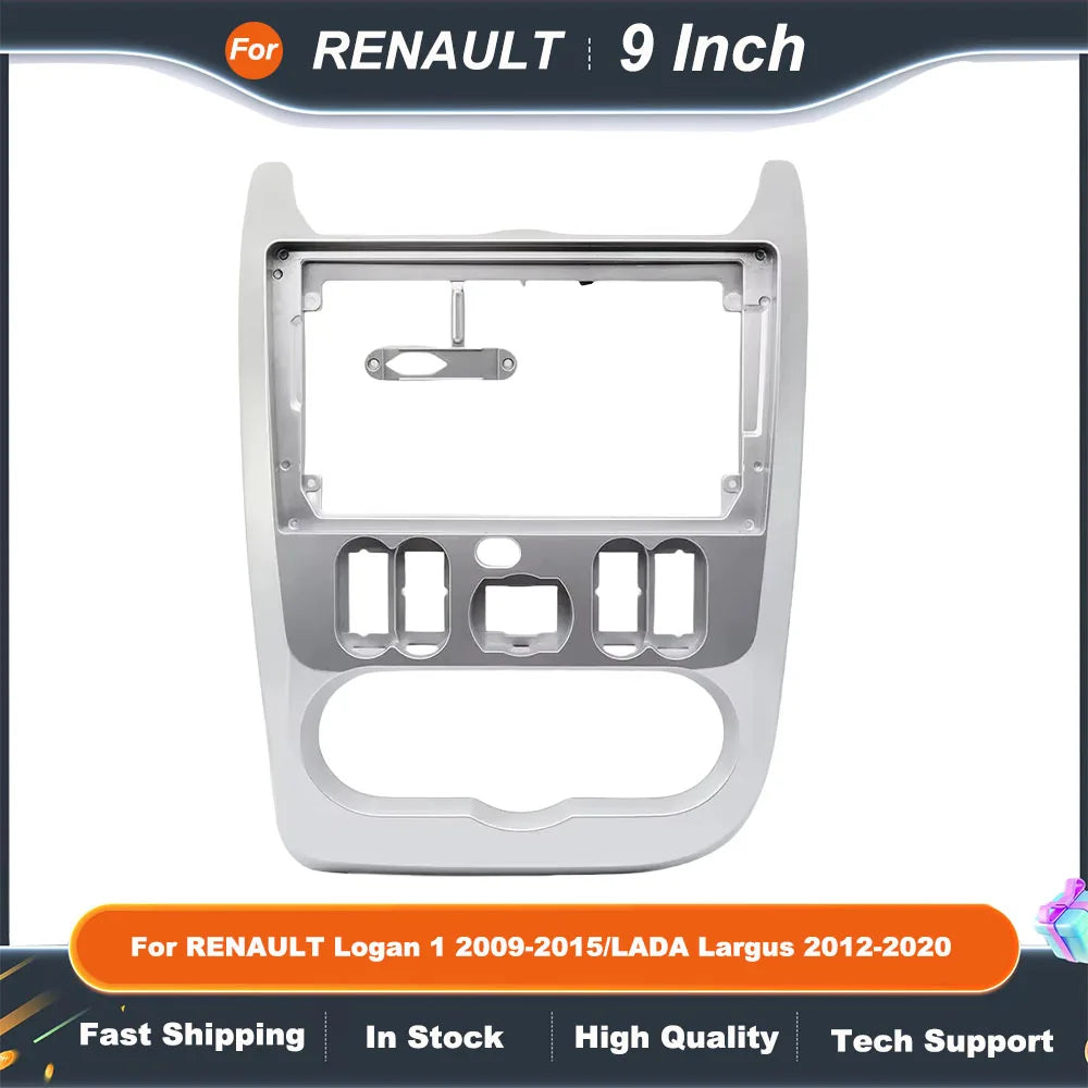 9 Inch Car Radio Fascia Frame for Renault Logan 1 2009-2015  Lada Largus 2012-2020 2DIN Dash Panel Audio Video Kit