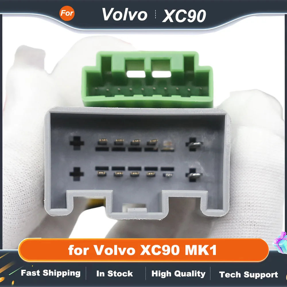 Radio Wiring Harness CAN Bus Decoder 16 Pin Plug to 14Pin Connector Audio RCA Input Car Android Cable Adapter for Volvo XC90 MK1