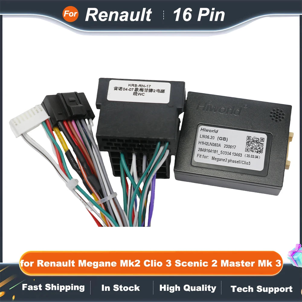 Wiring Harness Adapter CAN Bus Decoder for Renault Megane Mk2 Clio 3 Scenic 2 Master Mk 3 16 Pin Car Android Cable