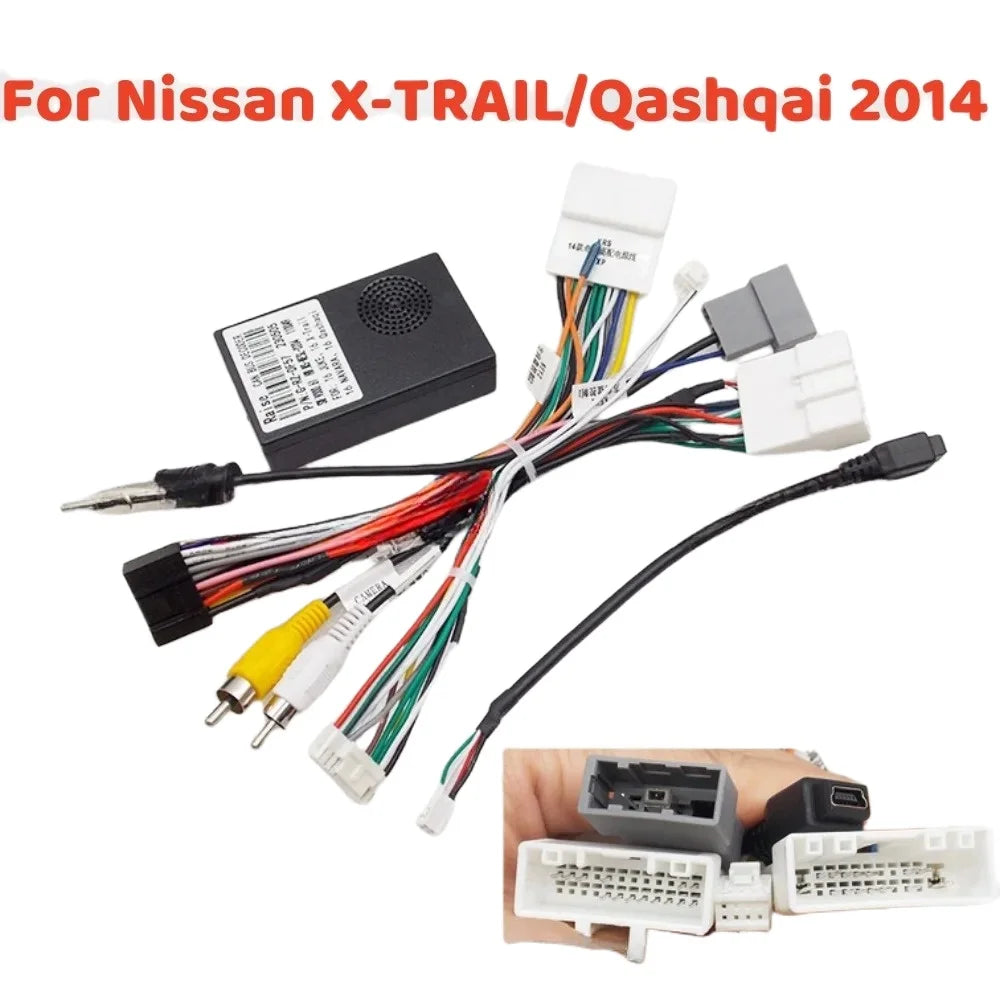 Car Radio 2 Din Canbus Box Decoder For Nissan X-Trail /Qashqai 2014 Cables 16 PIN Wiring Harness Plug Power Cable Android