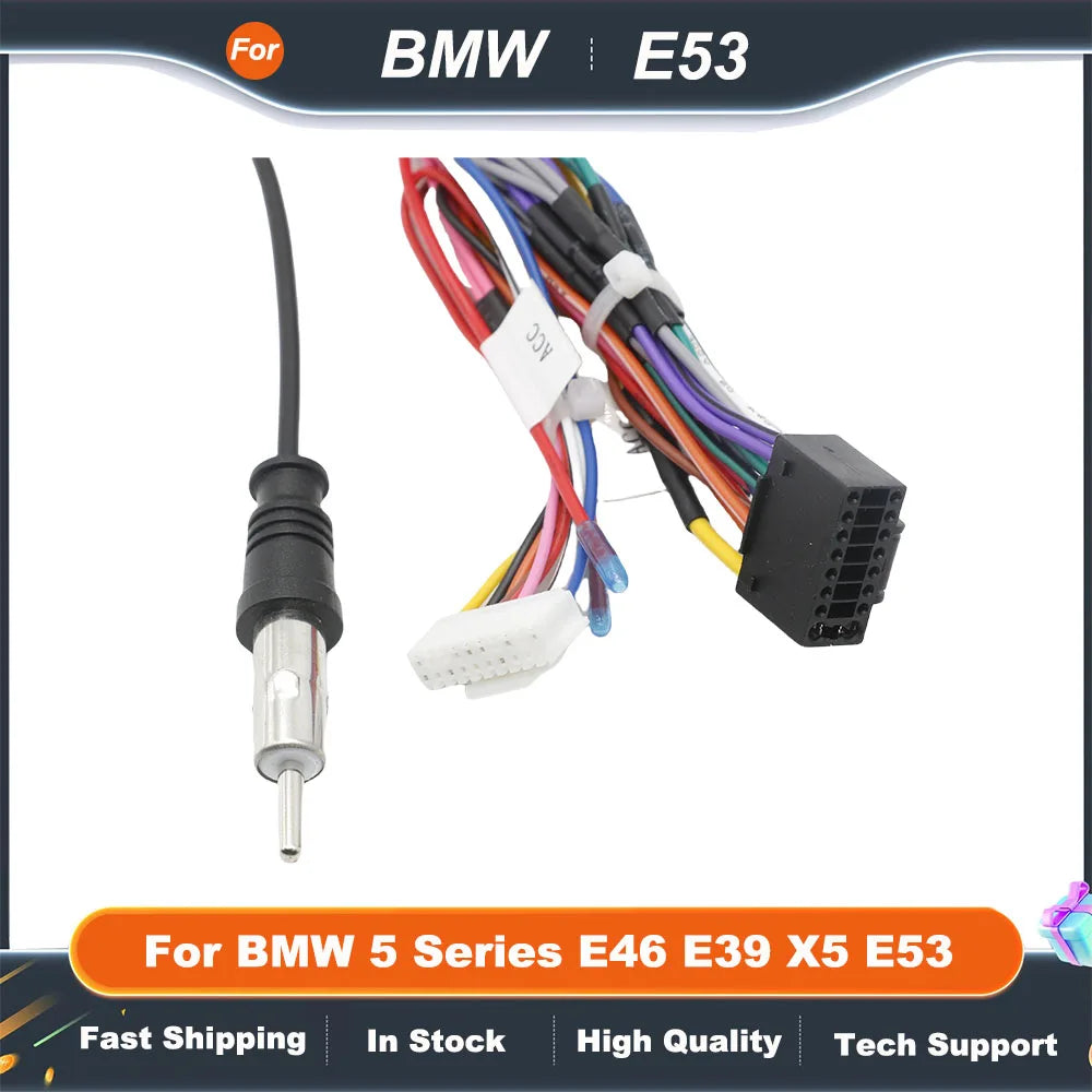 Car Radio Cable CAN-Bus Adapter For BMW 5 Series E46 E39 X5 E53 Power Wiring Harness Android Auto Multimedia Connector