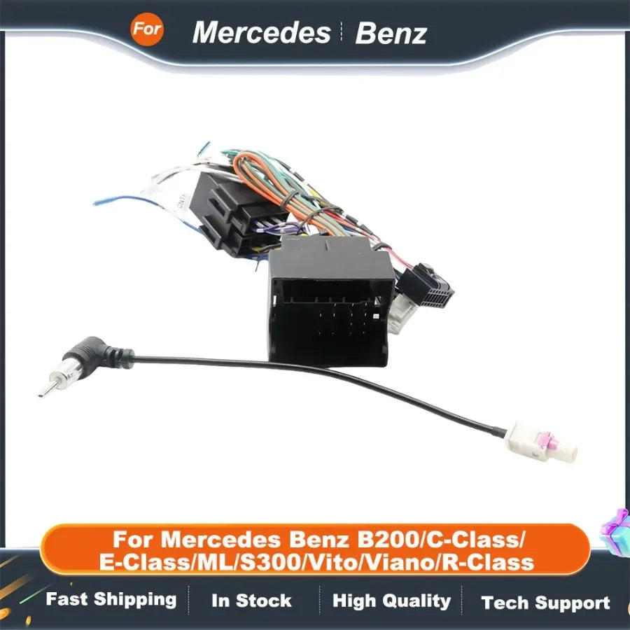 16PIN Car Android Power Cable with CANBUS for Mercedes Benz B200/C-Class/E-Class/ML/S300/Vito/Viano/R-Class