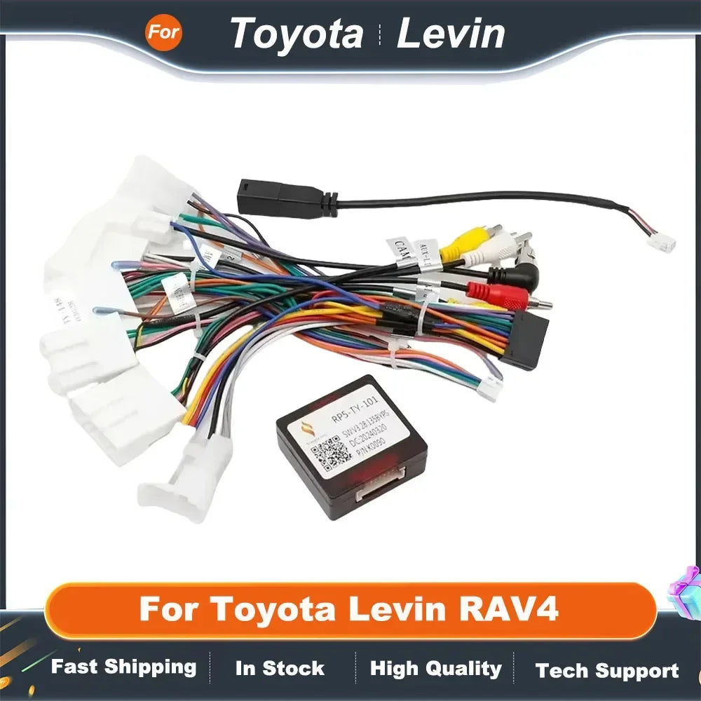 Universal 16Pin Car Radio Fascia Frame Harness Adapter with CANBus Decoder for Toyota RAV4 Camry Corolla Highlander Prius