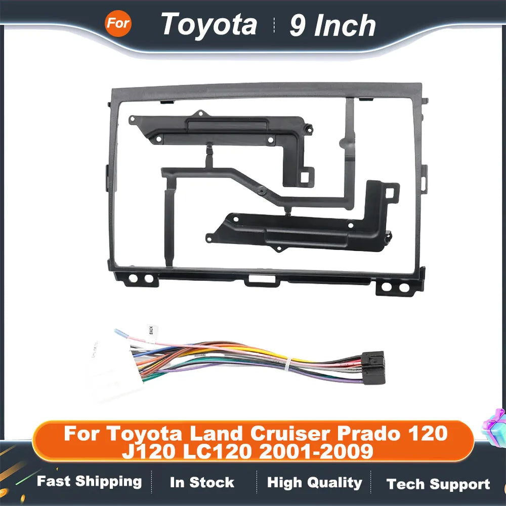 9 Inch Car Fascia Frame Adapter For Toyota Land Cruiser Prado 120 J120 LC120 2001-2009 Android Stereo Dashboard Kit Face Plate