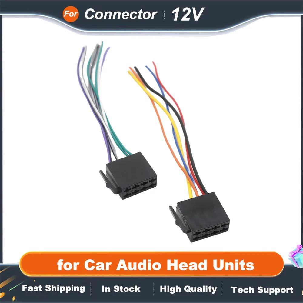 ISO Connector Cable 12V Power Four Channels Loudspeakers Wiring ISO 10487 Harness Adapter for Car Audio Head Units