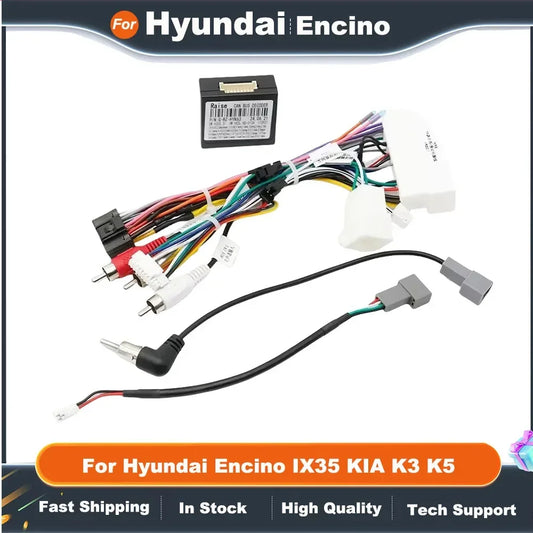 Car Radio Fascia Frame 16PIN Power Cable Adapter with Canbus Box for Hyundai Encino IX35 KIA K3 K5 Stereo Wiring Harness