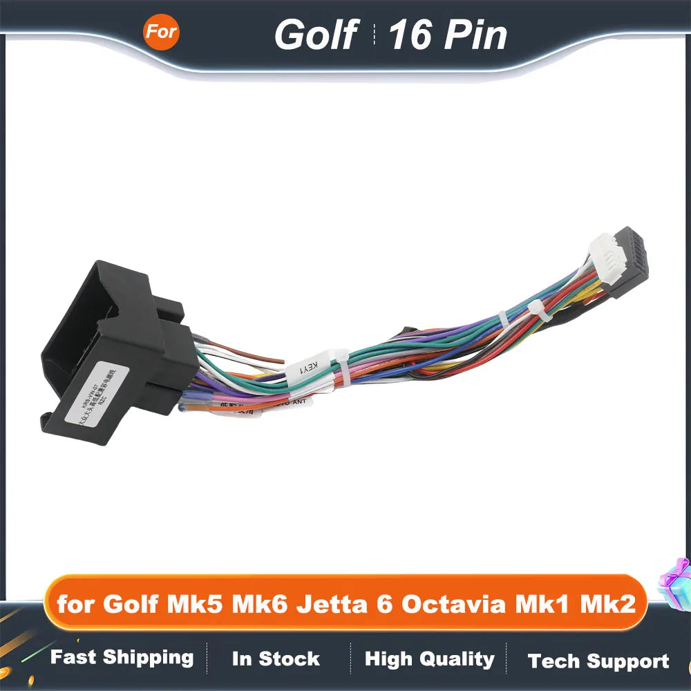 Wiring Harness 16 Pin Plug to Quad Lock Connector Car Radio Cable Adapter for Golf Mk5 Mk6 Jetta 6 Octavia Mk1 Mk2