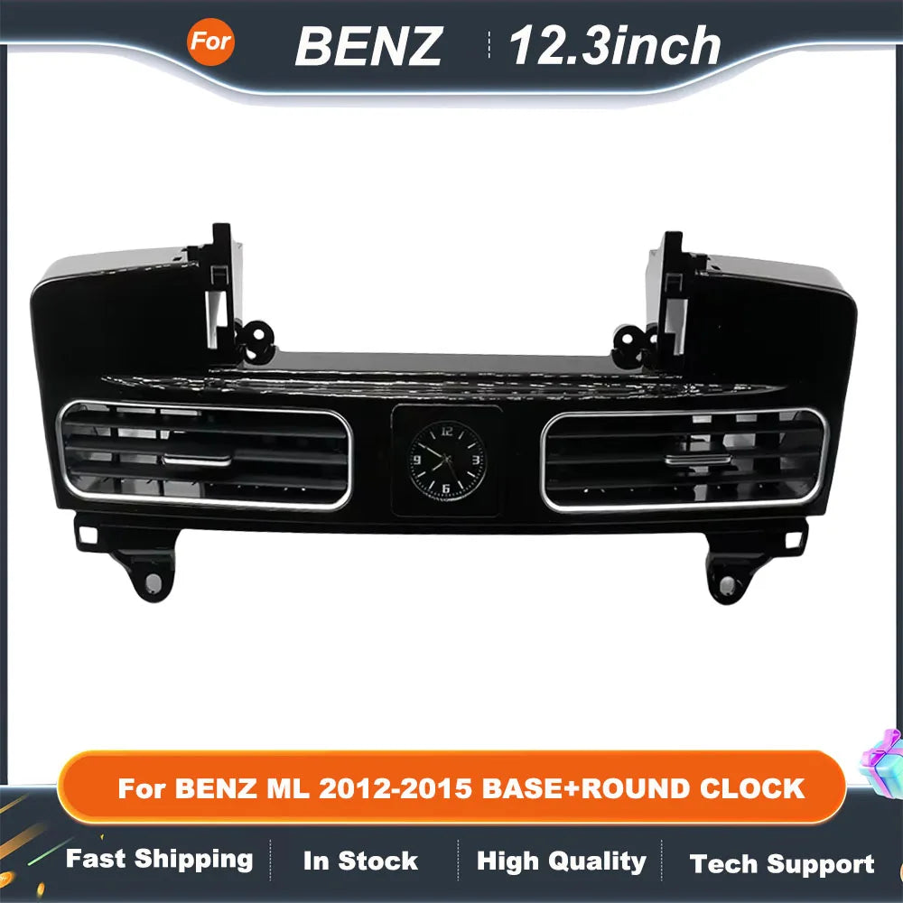 12.3 Inch Car Radio frame For BENZ ML 2012-2015 BASE+ROUND CLOCK GPS MP5 Android Player Fascias Panel DashBoard Frame Cover