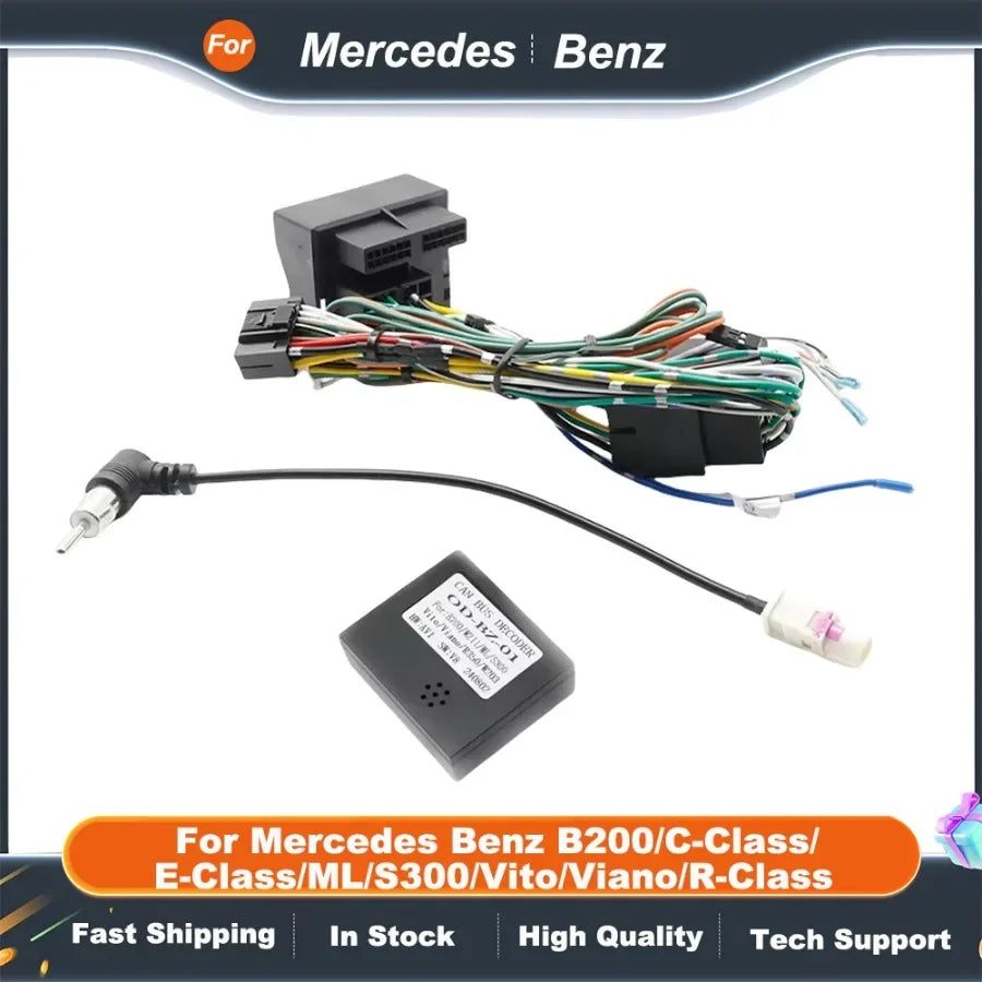 16PIN Car Android Power Cable with CANBUS for Mercedes Benz B200/C-Class/E-Class/ML/S300/Vito/Viano/R-Class