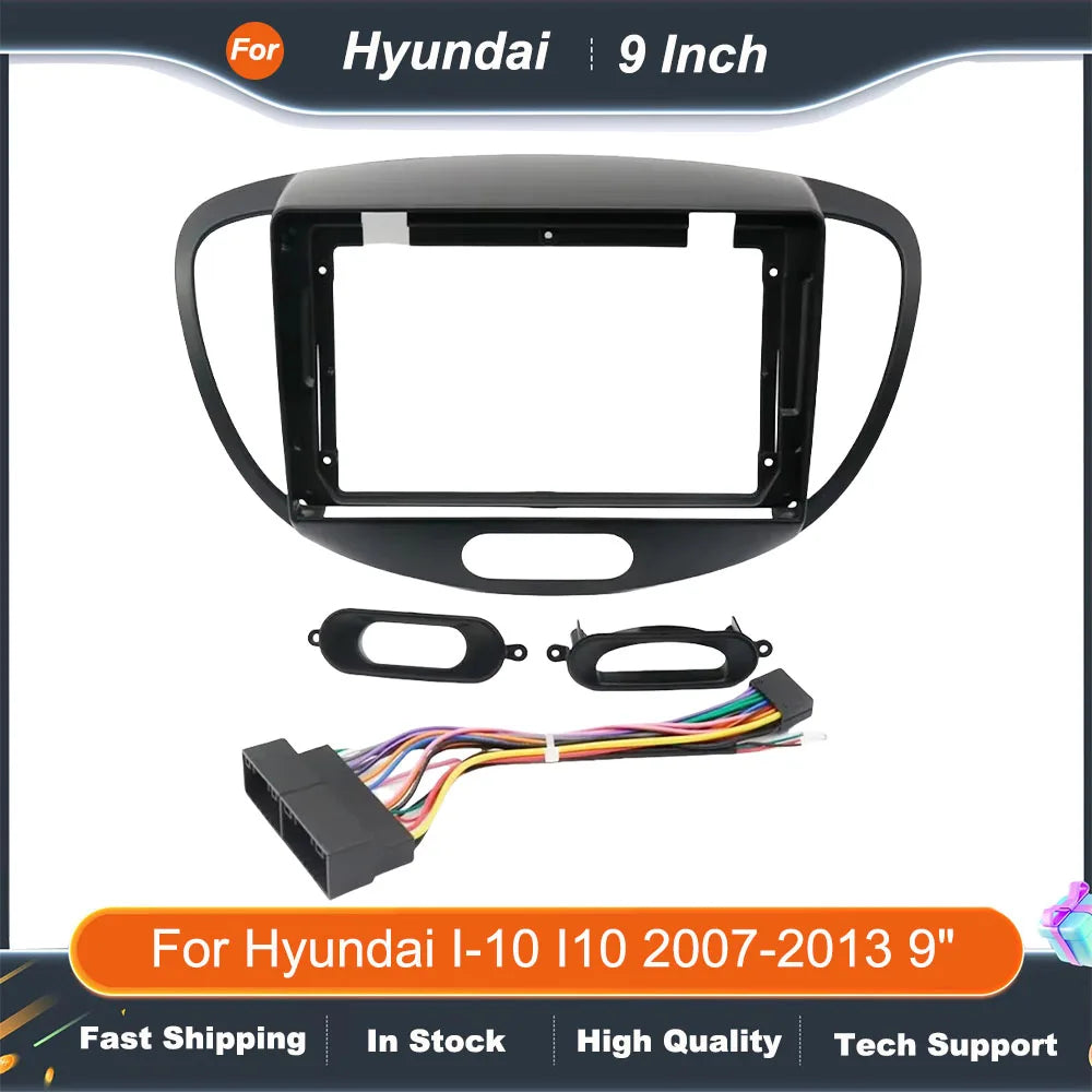 2Din Car Radio Fascia Frame for Hyundai i10 2007-2013 9" Big Screen Stereo Dash Panel Mount Refitting Kit