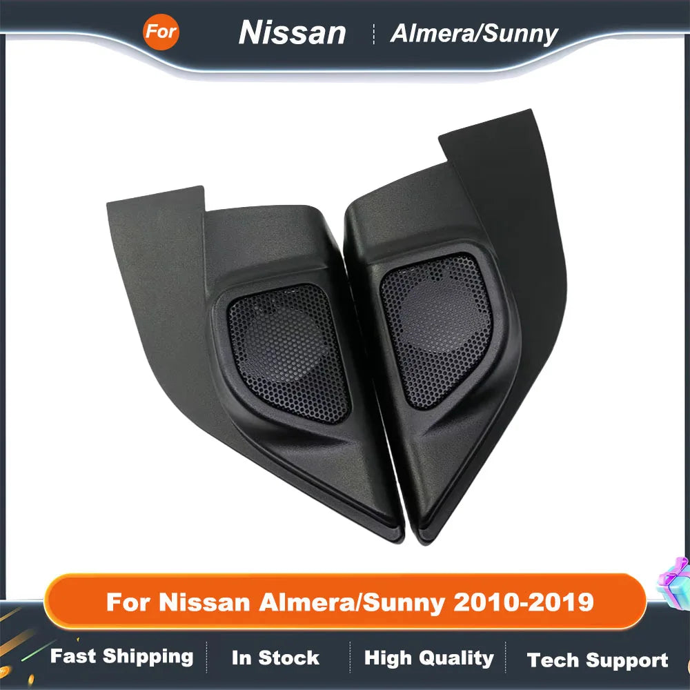 2PCS Car Tweeter Speaker Mounts Cover Boxes Refitting Kit for Nissan Almera Sunny 2010-2019 Audio Door Angle Gum Frame