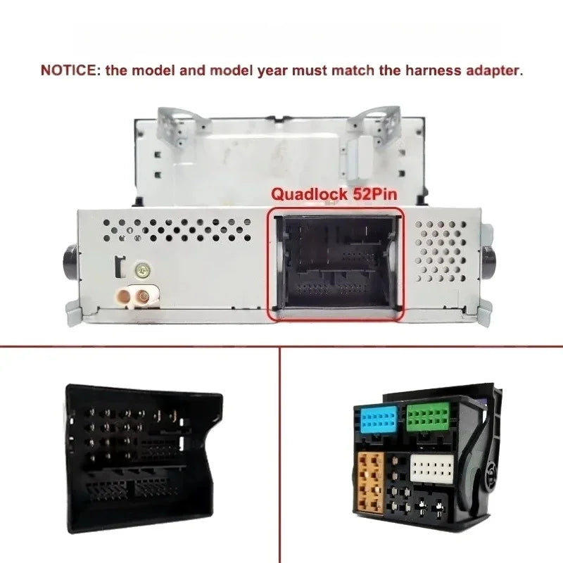 Quadlock Extension Harness Adapter 52 Pin Connector Plug Play Wiring Cable for VW Golf Jetta Polo T-ROC Tiguan Passat Audi