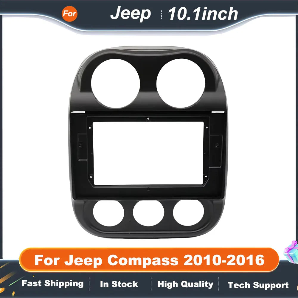 10.1" Car Audio Big Screen DVD Fascia Frame Adapter For Jeep Compass 2010-2016 2Din Dash Installation Panel Kit