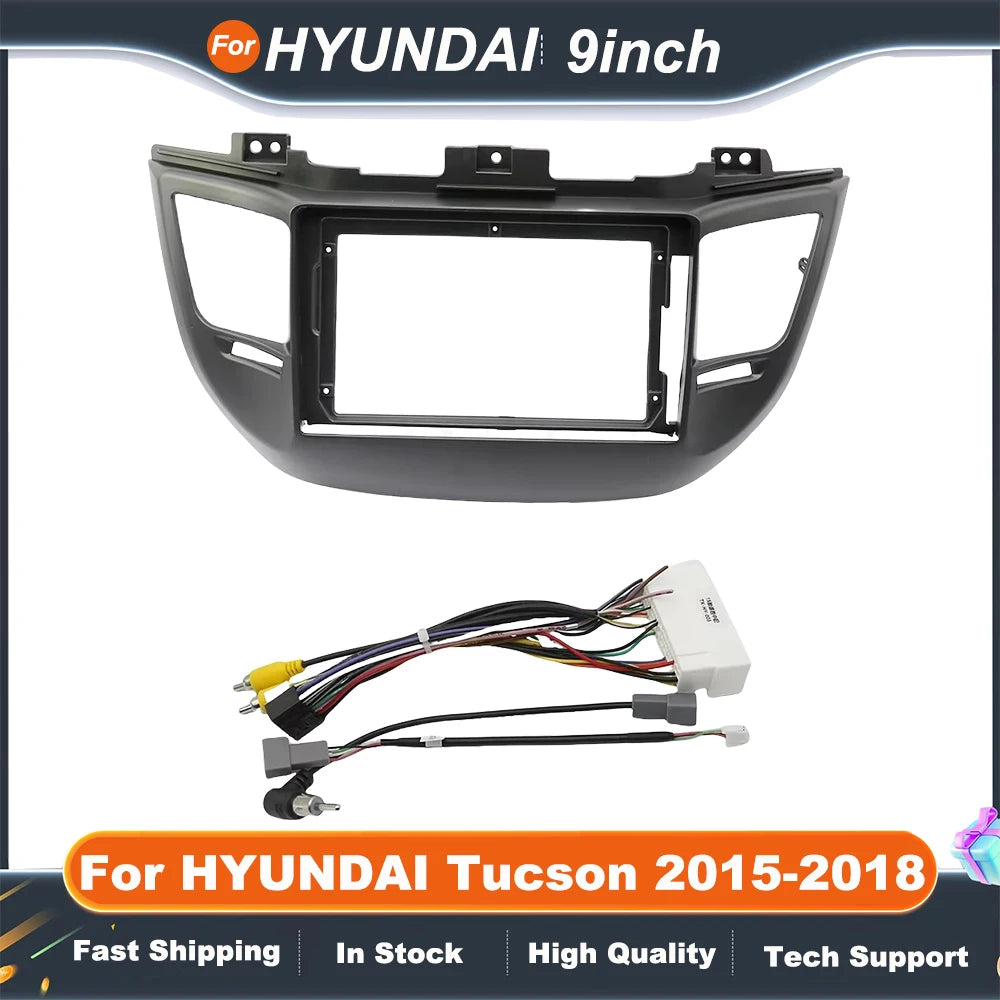 9 inch Car Fascia Radio Pane For HYUNDAI Tucson 2015-2018 Install Adapter Bezel Console Plate Facia Panel Dash Kit