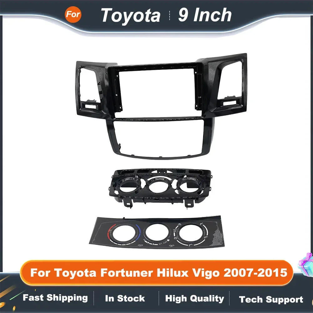 9 Inch Car Radio Fascia Frame for Toyota Fortuner Hilux Vigo 2007-2015 Android Audio Dash Panel Installation Kit