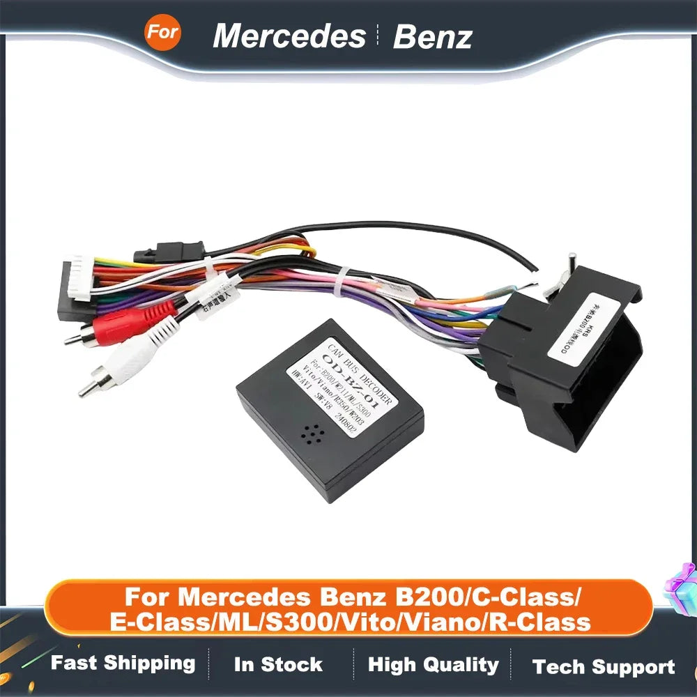 16PIN Car Android Power Cable with CANBUS for Mercedes Benz B200/C-Class/E-Class/ML/S300/Vito/Viano/R-Class