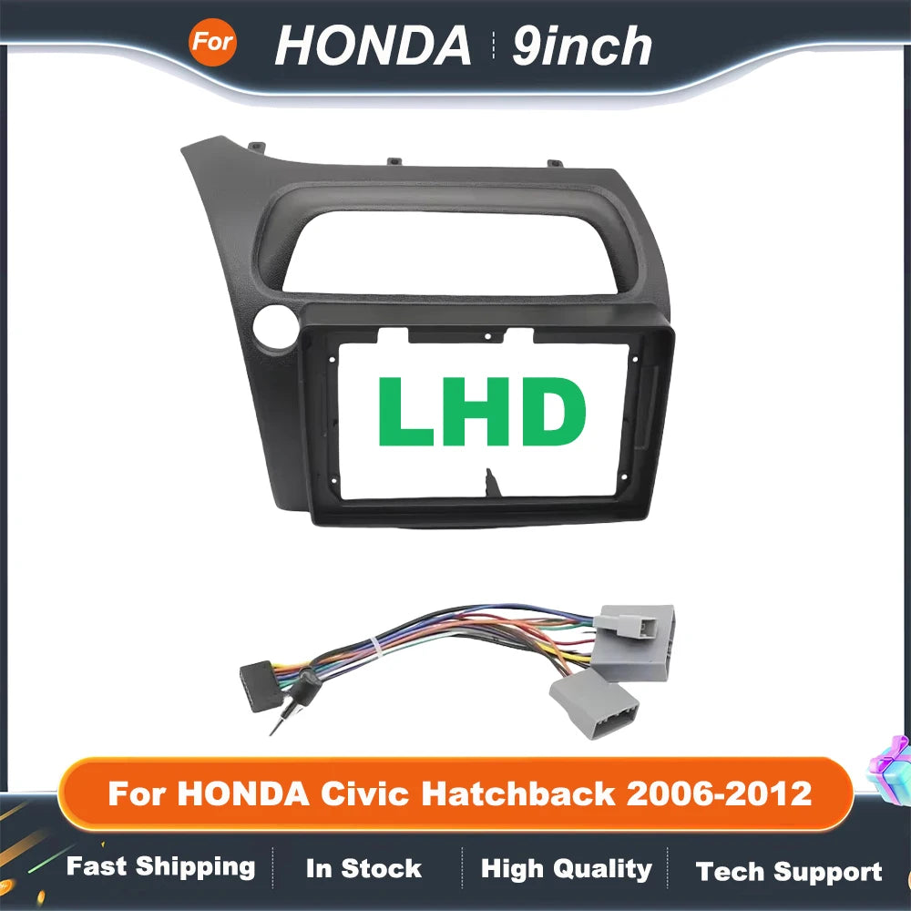 9 Inch 2DIN Android car stereo panel For HONDA Civic Hatchback 2006-2012 Stereo Player Frame Head Unit Dash Panel Installation
