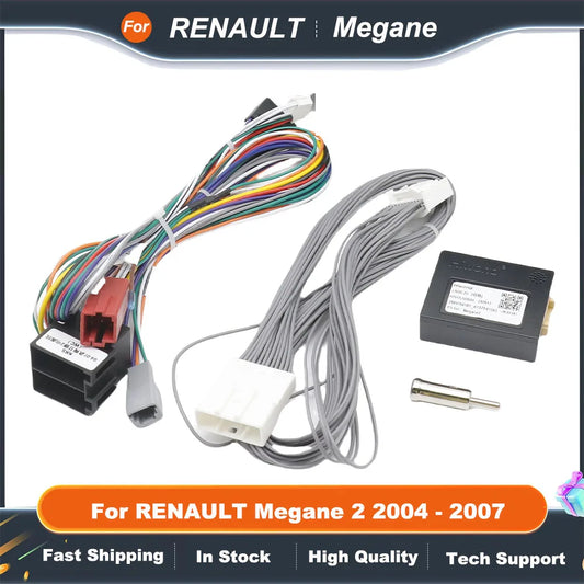 16 Pin For RENAULT Megane 2 2004 - 2007 Canbus Android Player Power Cable Audio Adaptor Dash Trim kit Facia Panel